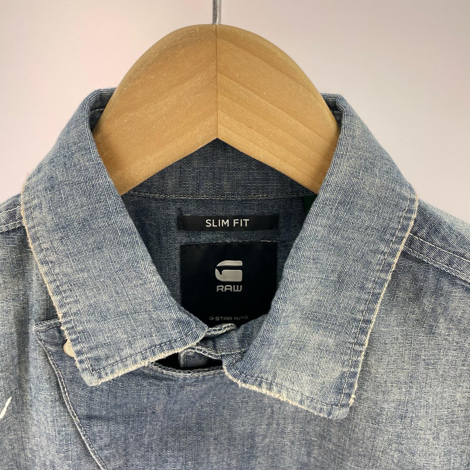 長袖シャツ E WESTERN TAB SLIM SHIRT インディゴ (S) S