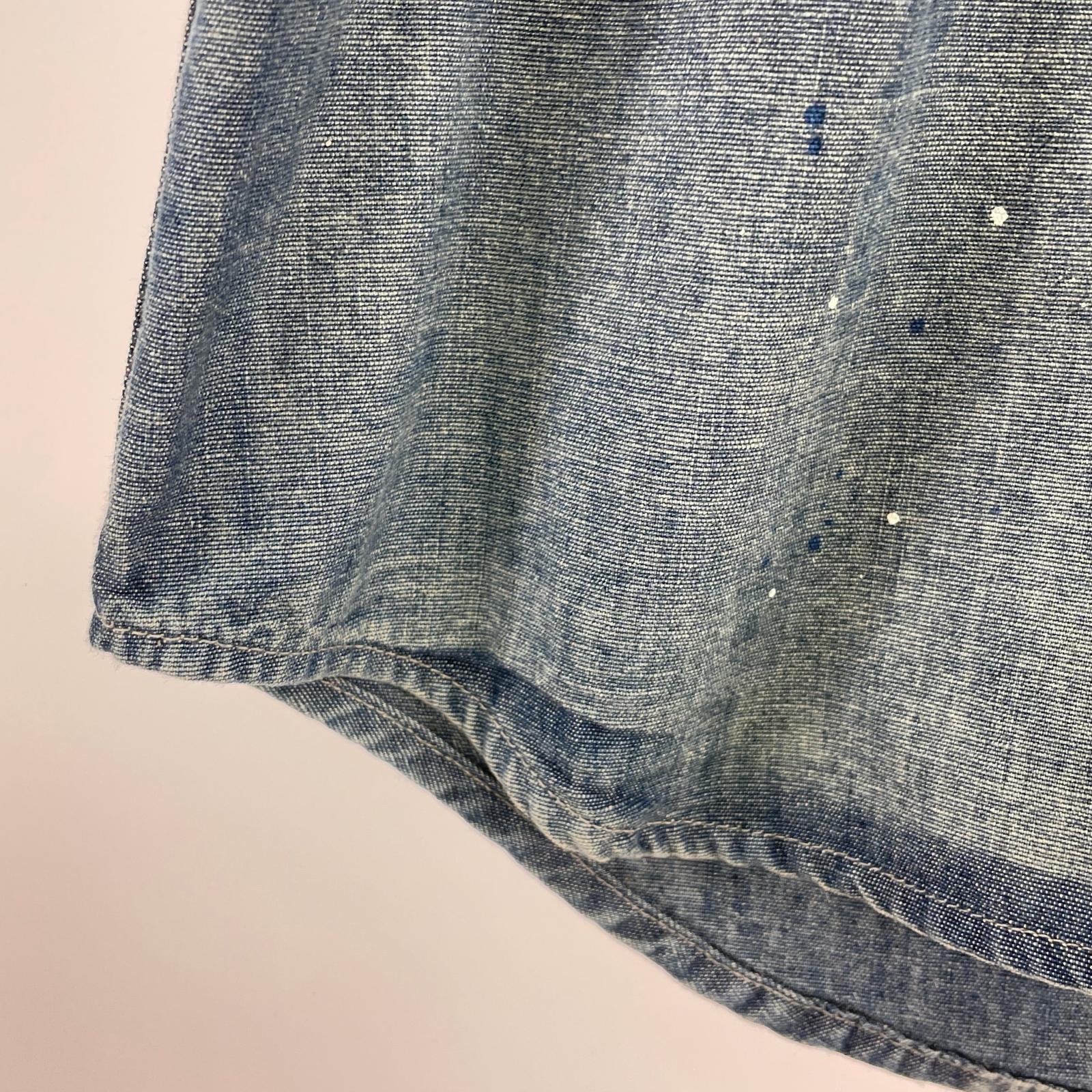 長袖シャツ E WESTERN TAB SLIM SHIRT インディゴ (S) S