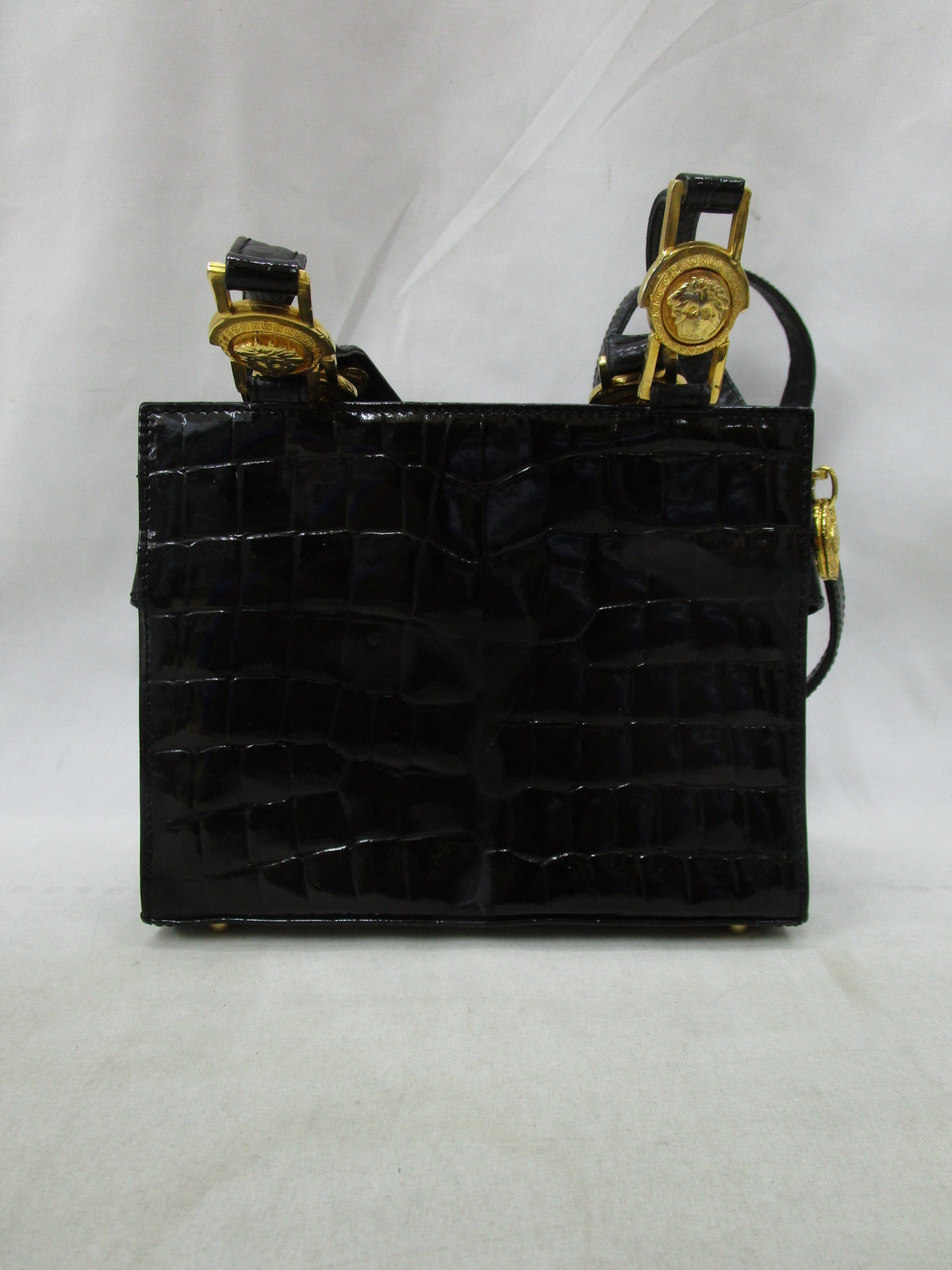 VERSACE メデューサ クロコショルダーバッグ 黒