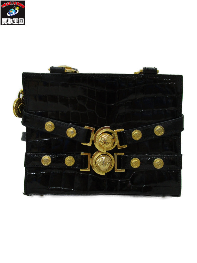 VERSACE メデューサ クロコショルダーバッグ 黒