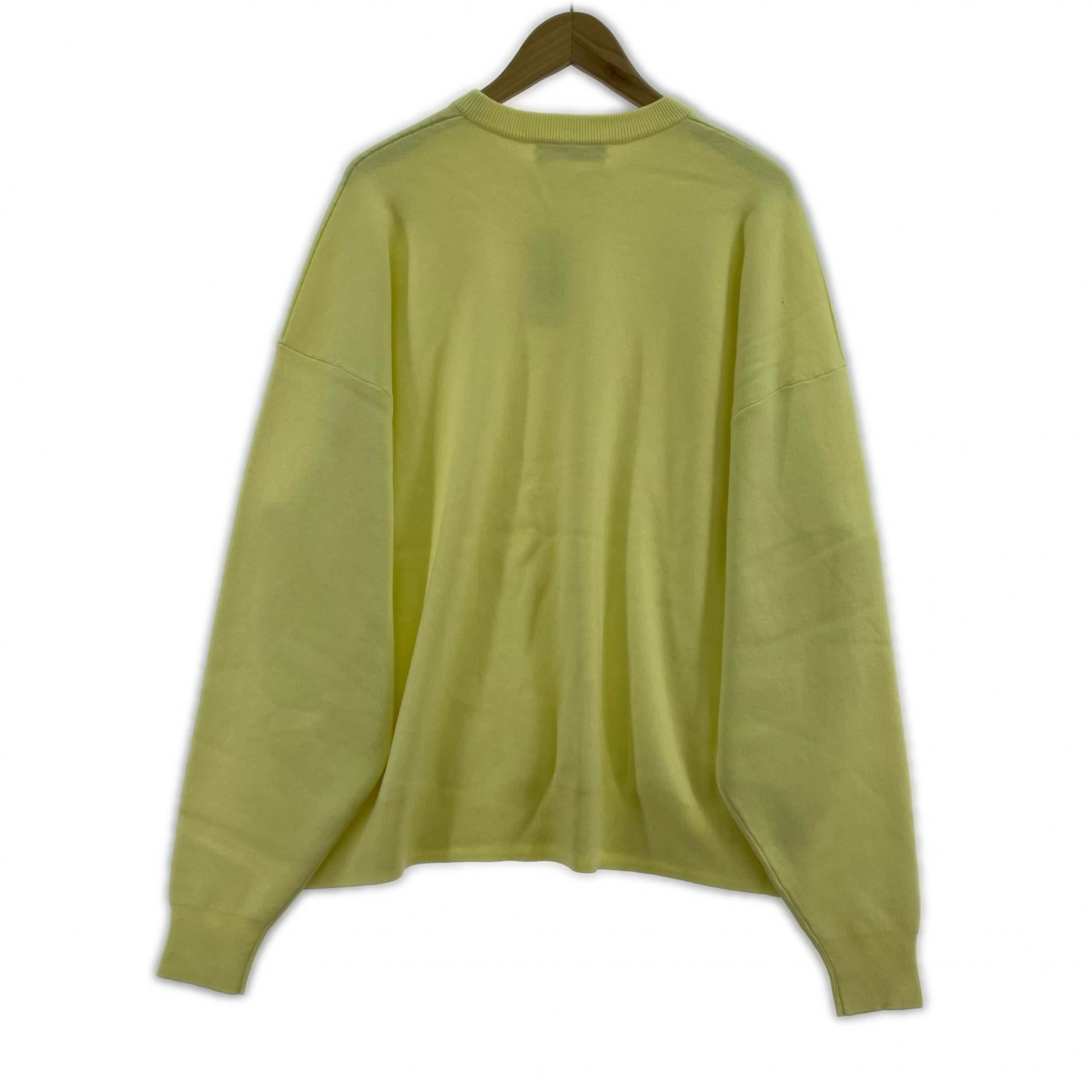 ニット CABaN コットンカシミヤ クルーネックプルオーバー L イエロー L イエロー