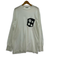 長袖Tシャツ COMME des GARCONS HOMME 90s 銀タグ 田中オム プリント モックネックL/Sカットソー ホワイト ホワイト