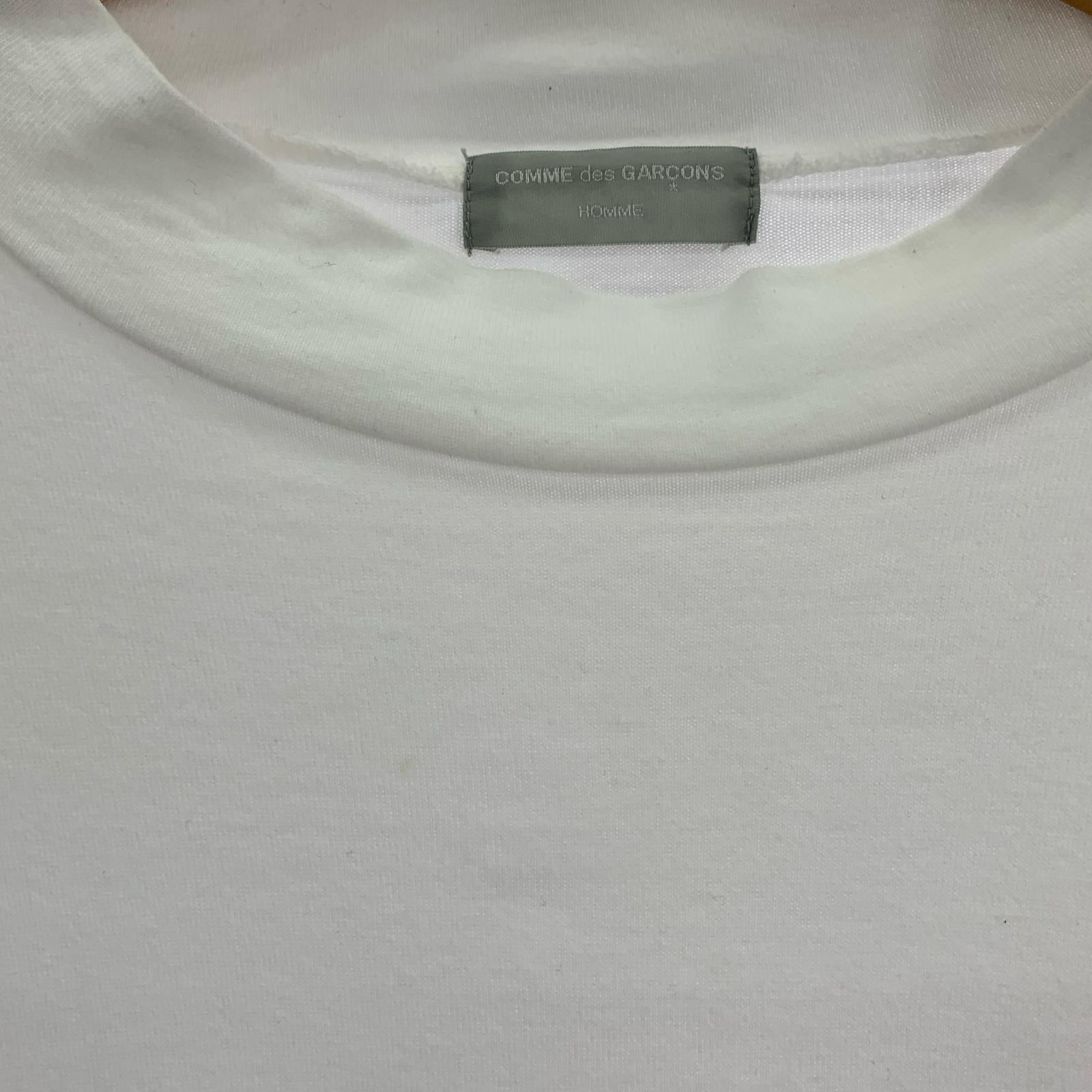 長袖Tシャツ COMME des GARCONS HOMME 90s 銀タグ 田中オム プリント モックネックL/Sカットソー ホワイト ホワイト