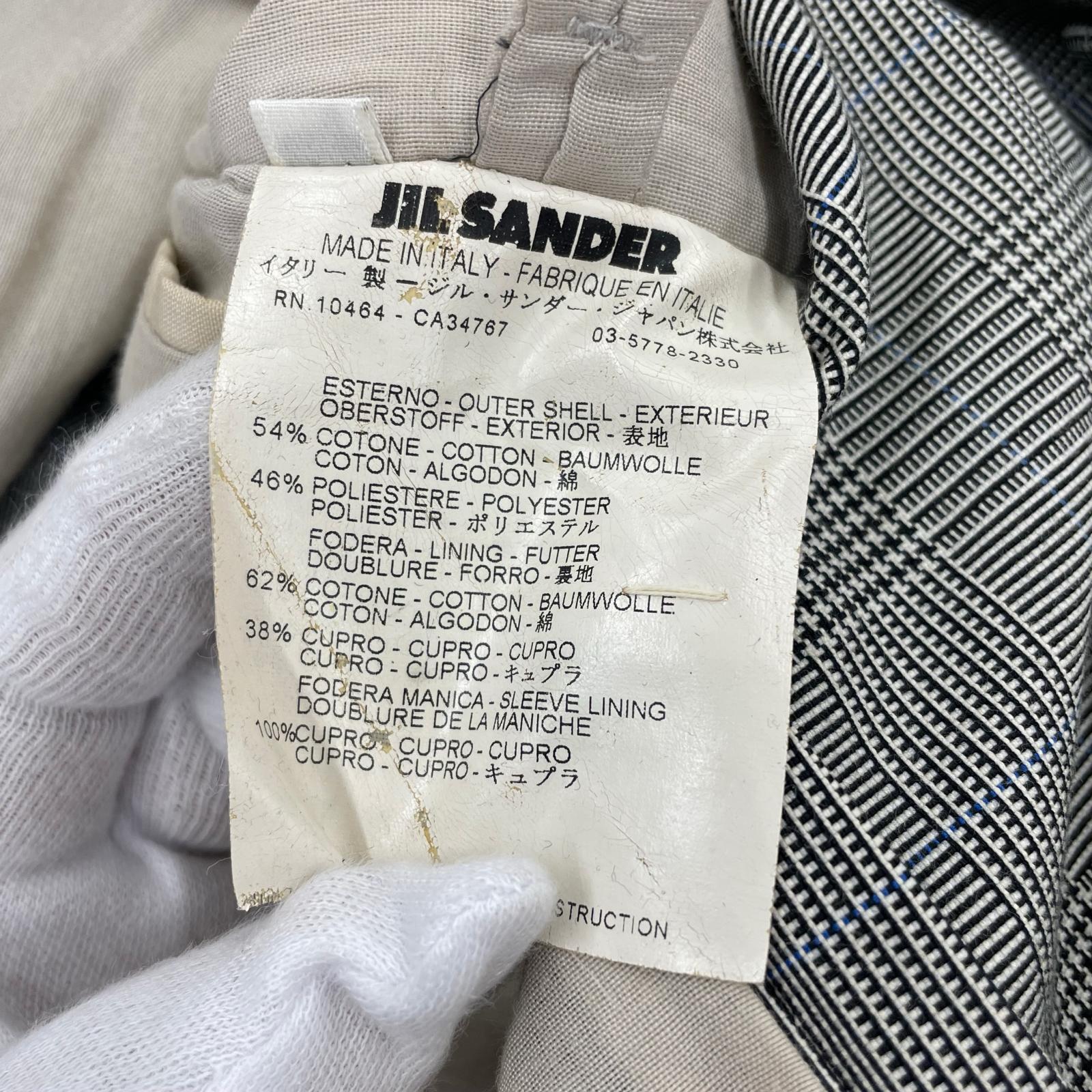 ジャケット JIL SANDER グレンチェックセットアップ 46 グレー 46 グレー