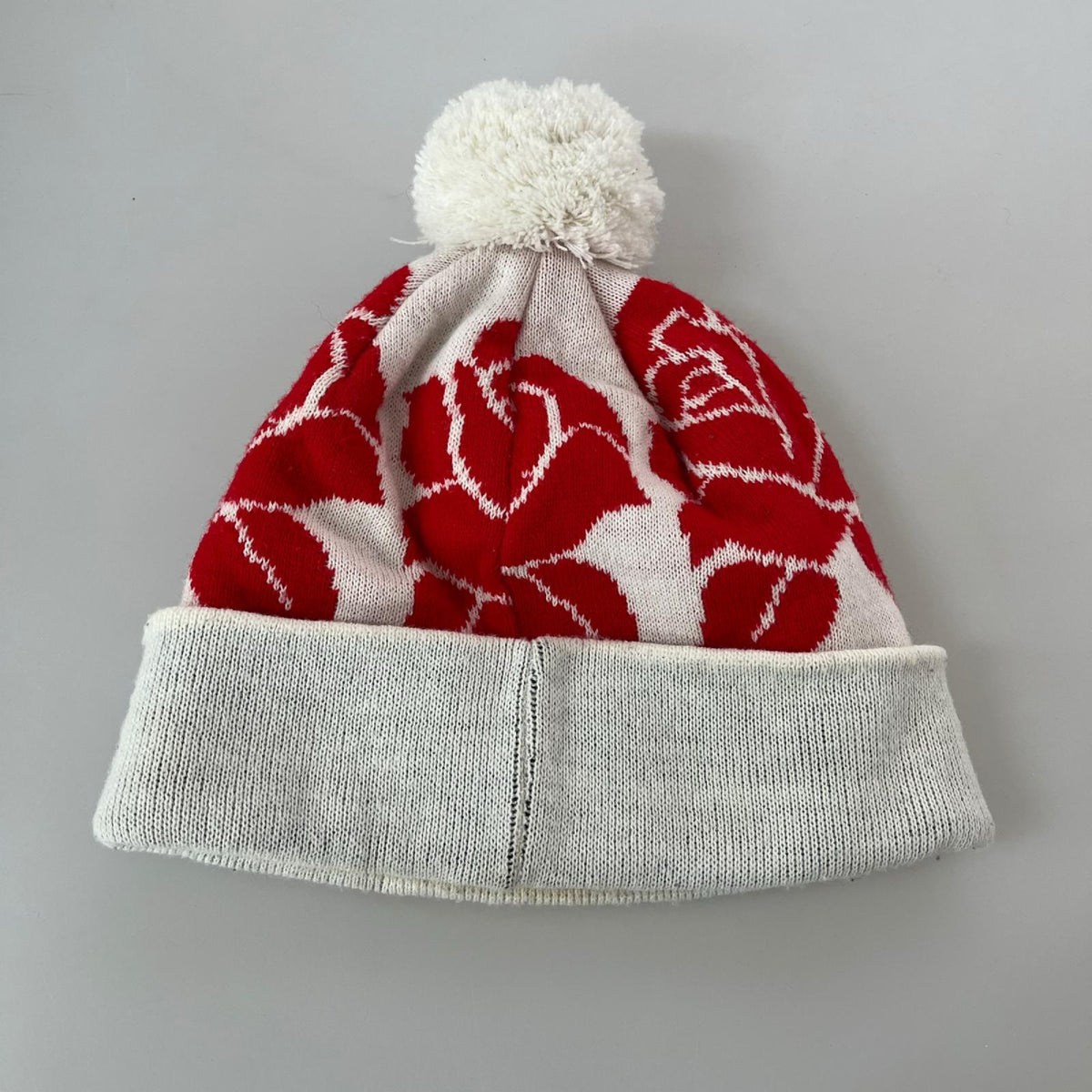 ニットキャップ 22FW Rose Beanie 白/赤
