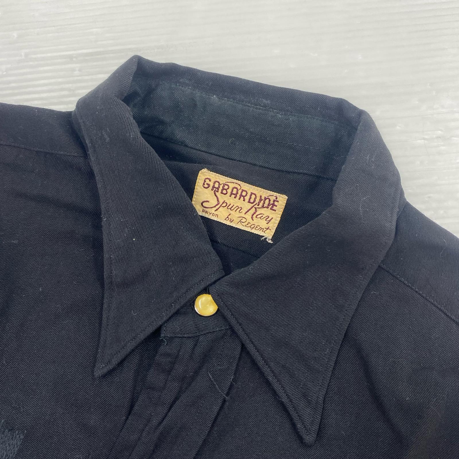 長袖シャツ 50s レーヨンギャバジン ブラック ブラック