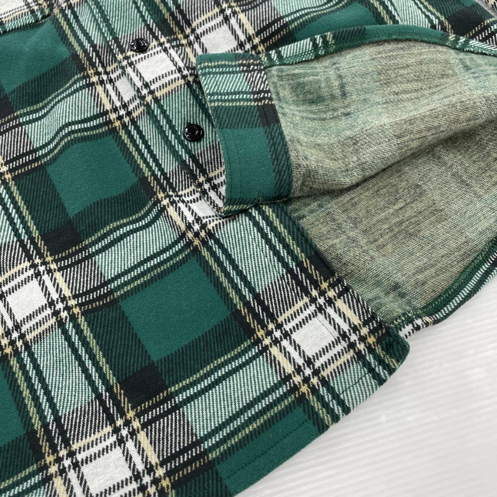 長袖シャツ ネルシャツ 緑系(M) M