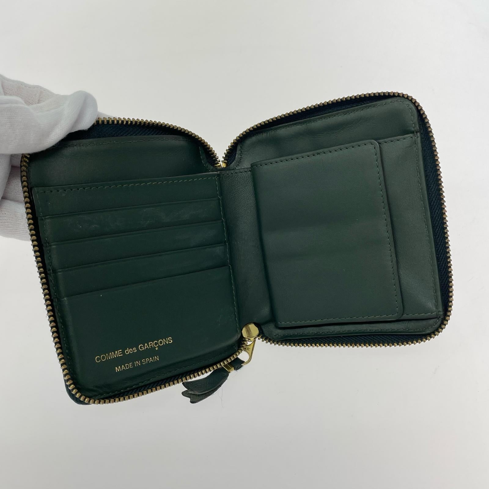 コンパクトウォレット レザー型押し/コンパクトラウンド/グリーン