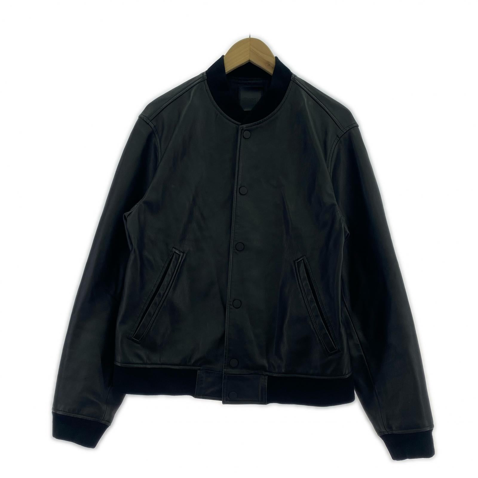 レザージャケット VARSITY jacket ラムレザー ブルゾン S ブラック