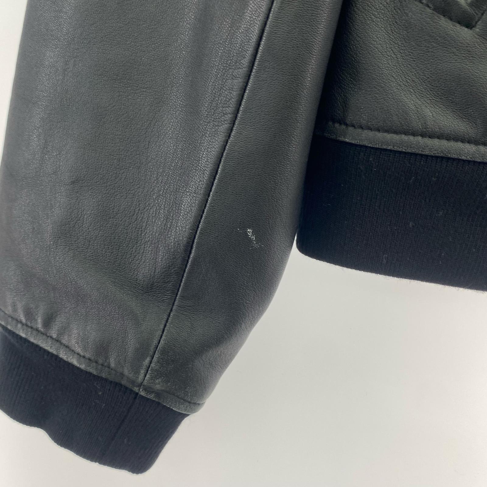 レザージャケット VARSITY jacket ラムレザー ブルゾン S ブラック