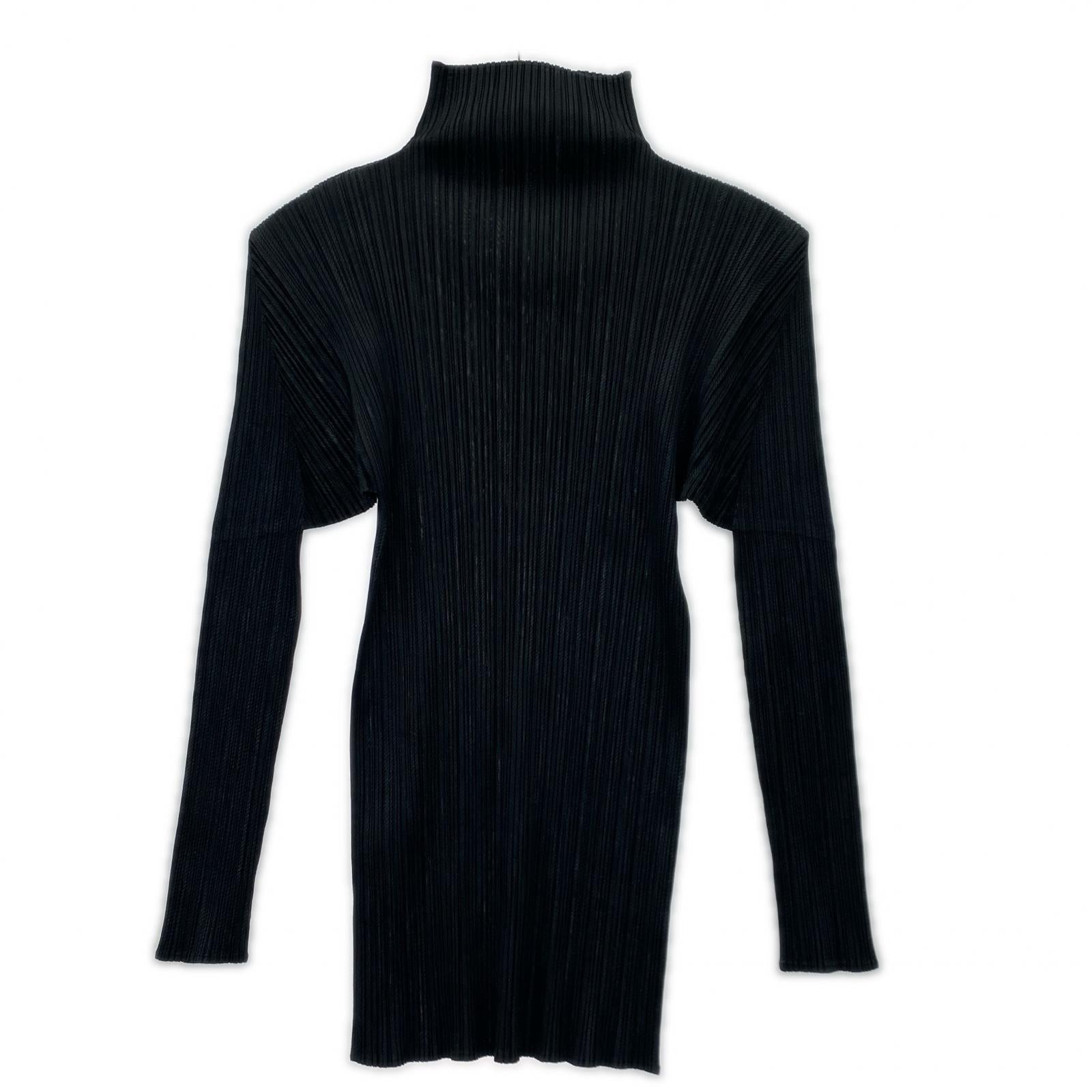 長袖Tシャツ PLEATS PLEASE ハイネックプリーツカットソー 黒 4 ブラック