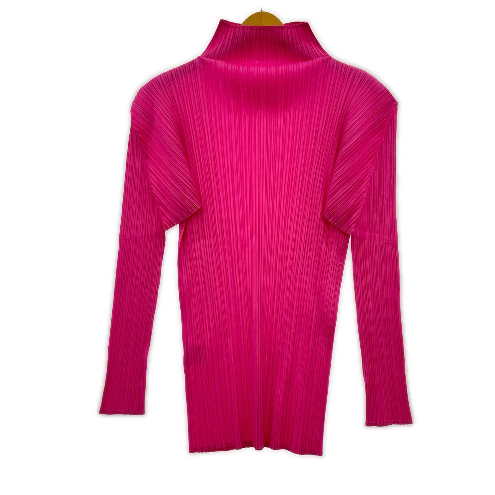 長袖Tシャツ PLEATS PLEASE モックネックカットソー ピンク M ピンク