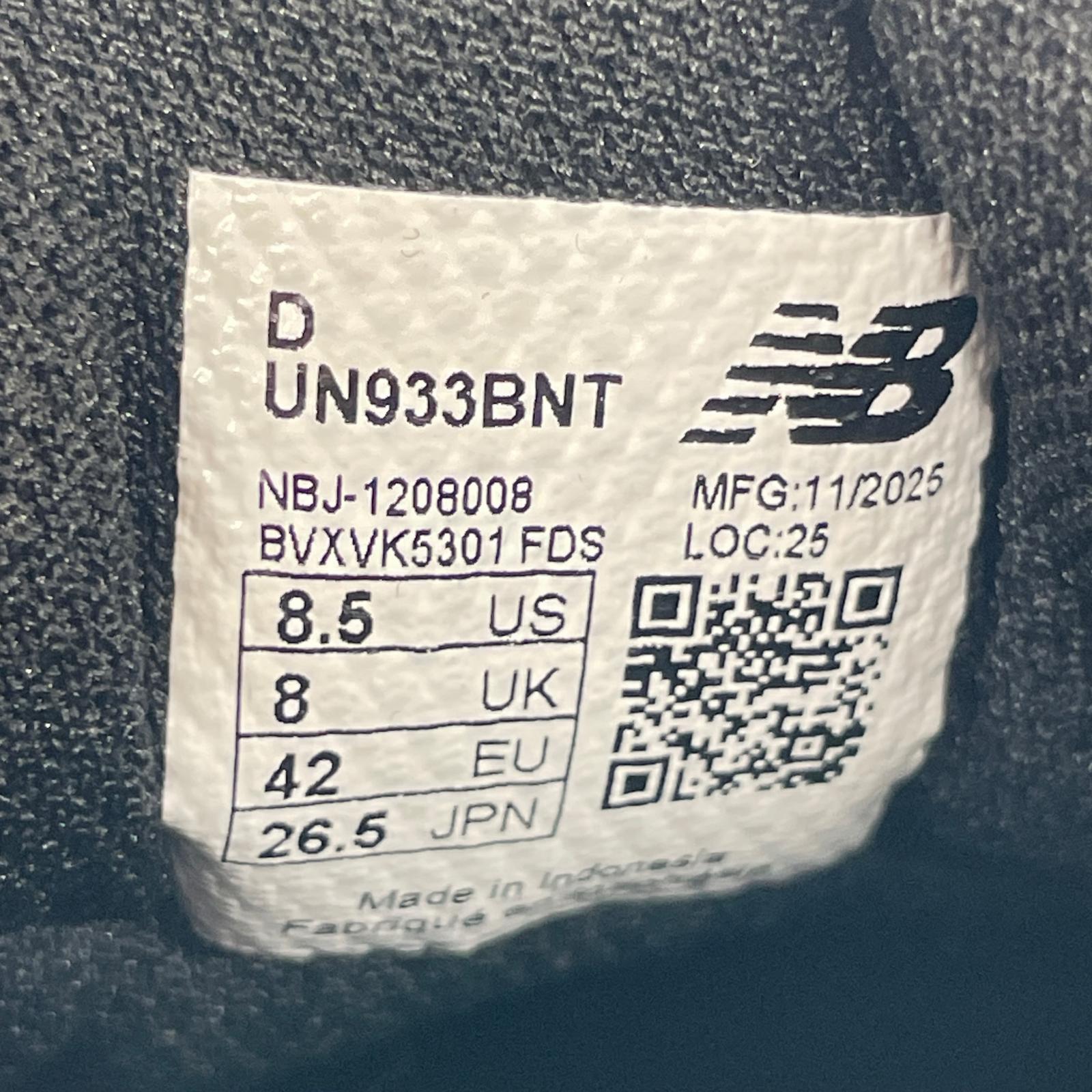 スニーカー NEW BALANCE UN933BNT 黒 (26.5) 26.5cm (US8 1/2 UK8 EU43) ブラック