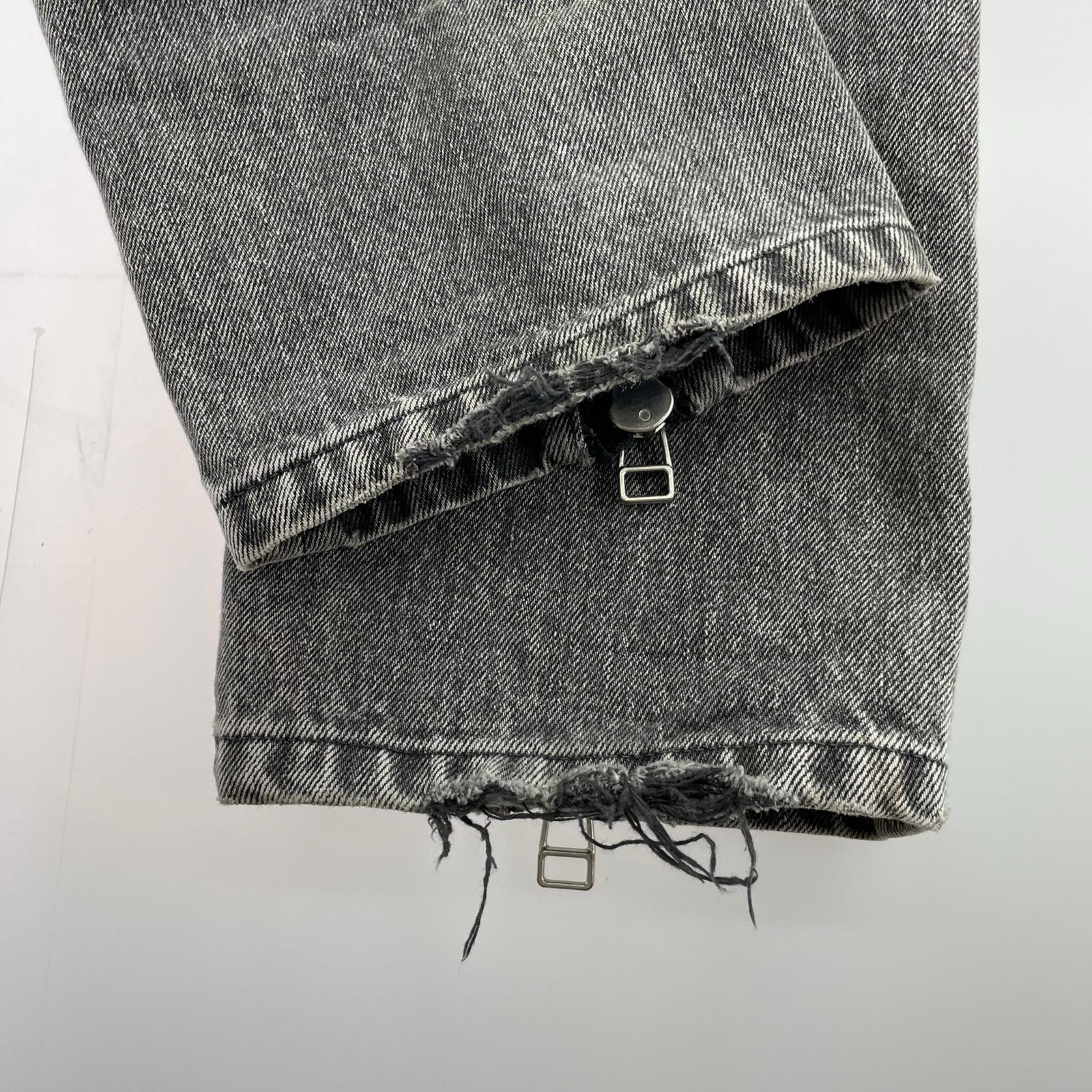 デニムパンツ BLEACHED DENIM ZIPPED PANTS 【46】 46 ブラック
