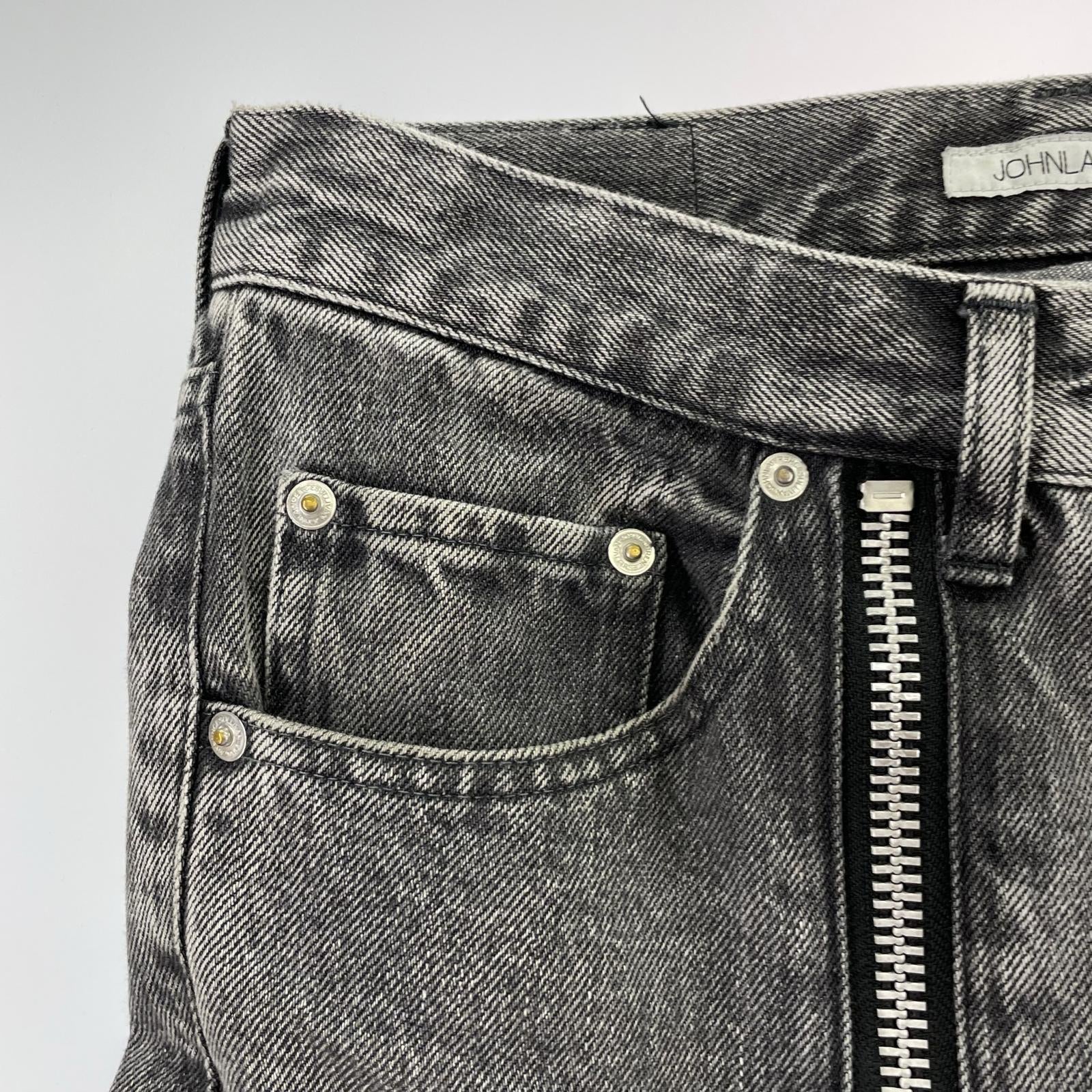 デニムパンツ BLEACHED DENIM ZIPPED PANTS 【46】 46 ブラック