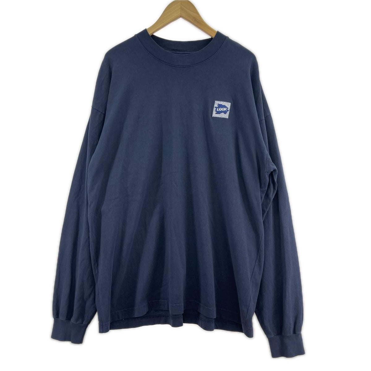 長袖Tシャツ LQQK STUDIO BRICK LOGO L/Sカットソー 紺 XL ネイビー