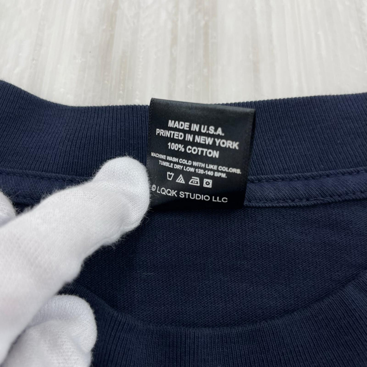 長袖Tシャツ LQQK STUDIO BRICK LOGO L/Sカットソー 紺 XL ネイビー
