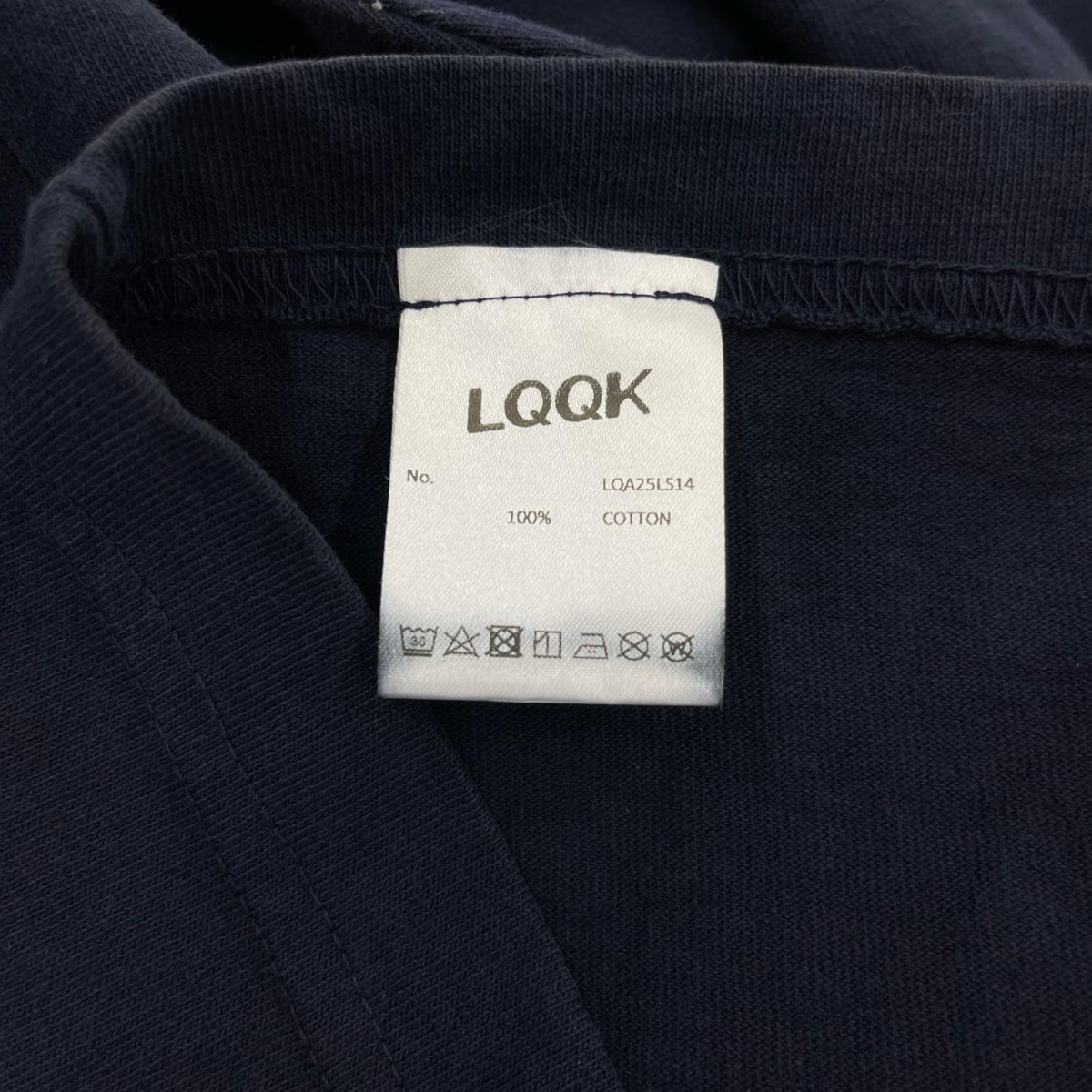 長袖Tシャツ LQQK STUDIO BRICK LOGO L/Sカットソー 紺 XL ネイビー