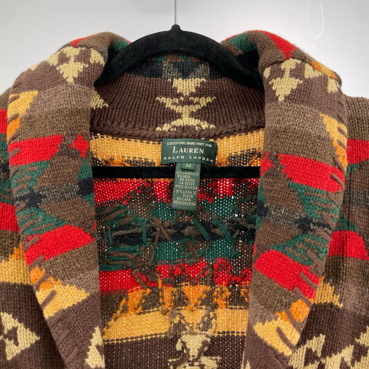 ジャケット LAUREN RALPH LAUREN ネイティブ柄 コンチョボタン ショールカラーカーディガン M M ブラウン