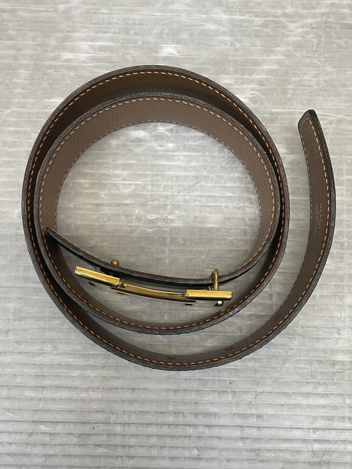 HERMES コンスタンスH レザーベルト 黒×金