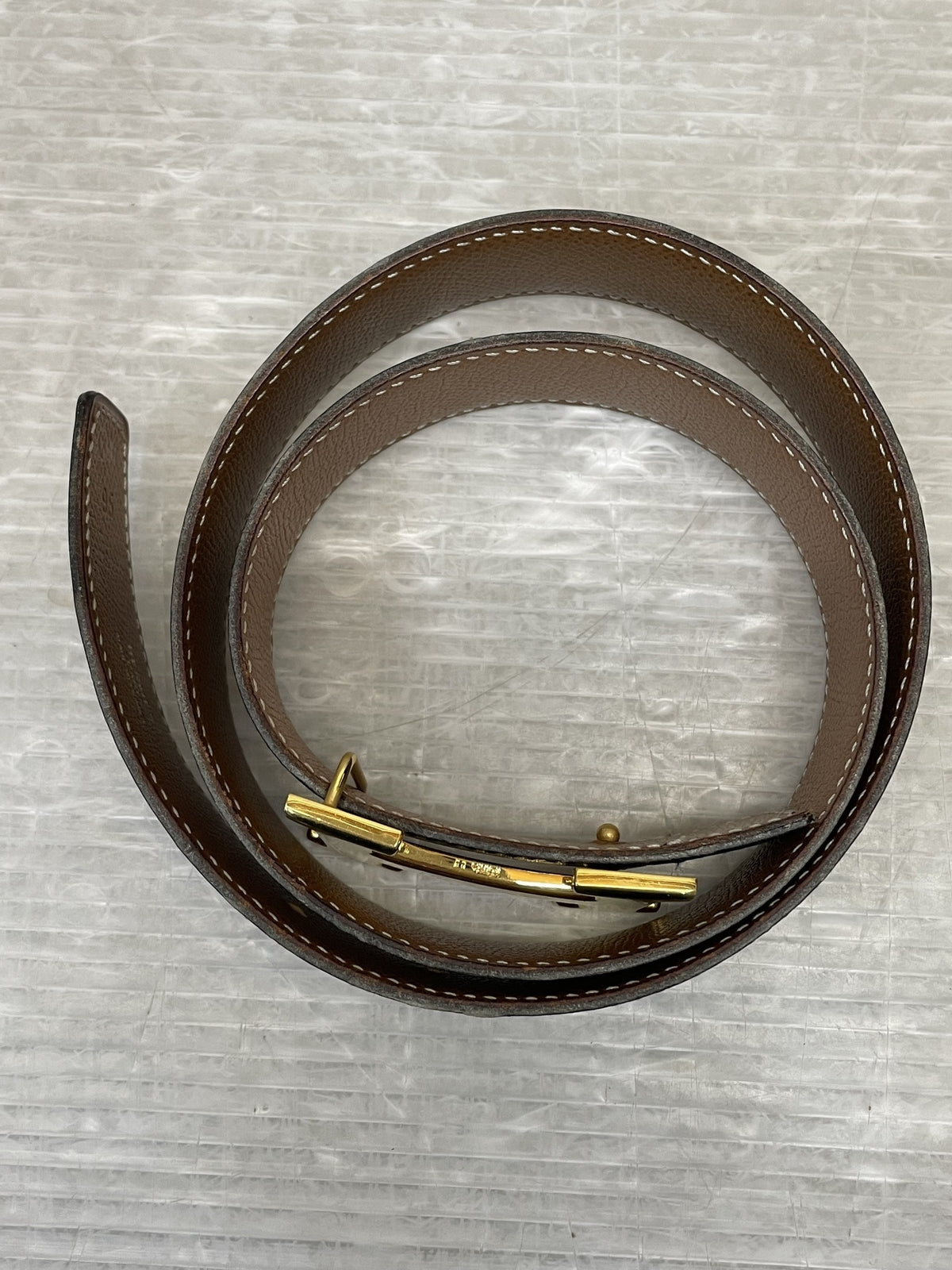 HERMES コンスタンスH レザーベルト 黒×金