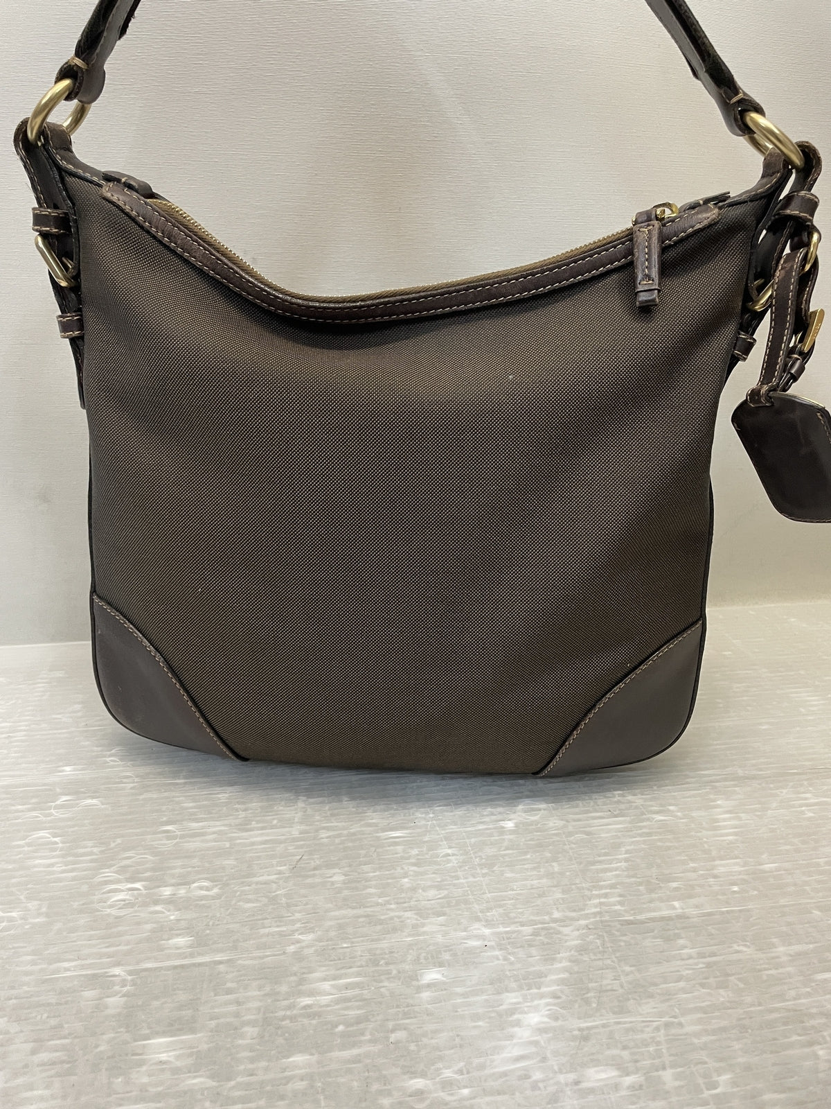 PRADA ロゴジャガード ショルダーバッグ 茶