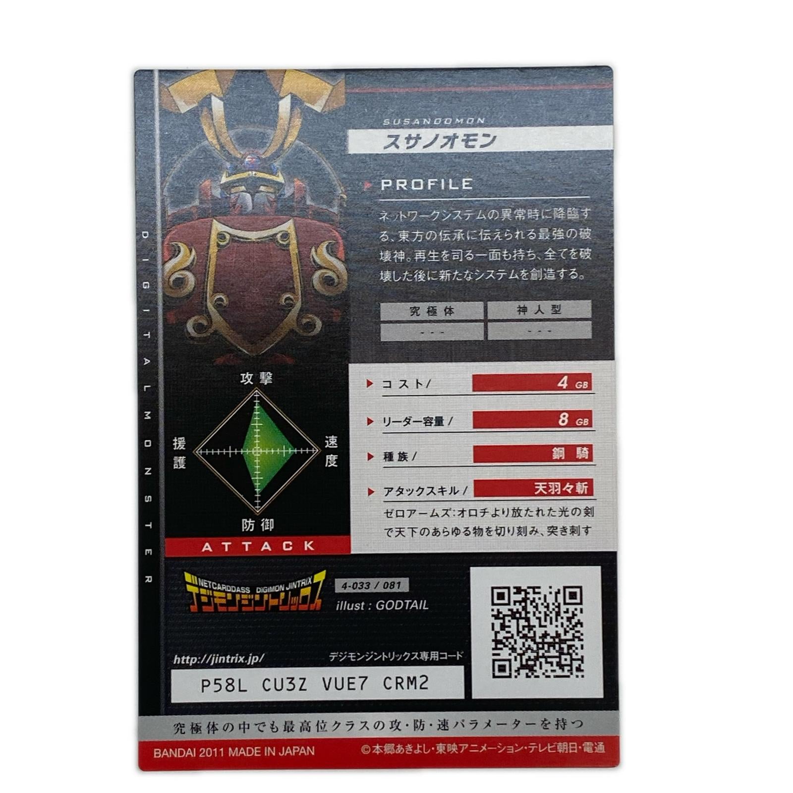 デジモンジントリックス スサノオモン デジモンジントリックス バンダイ フィギュア/グッズ