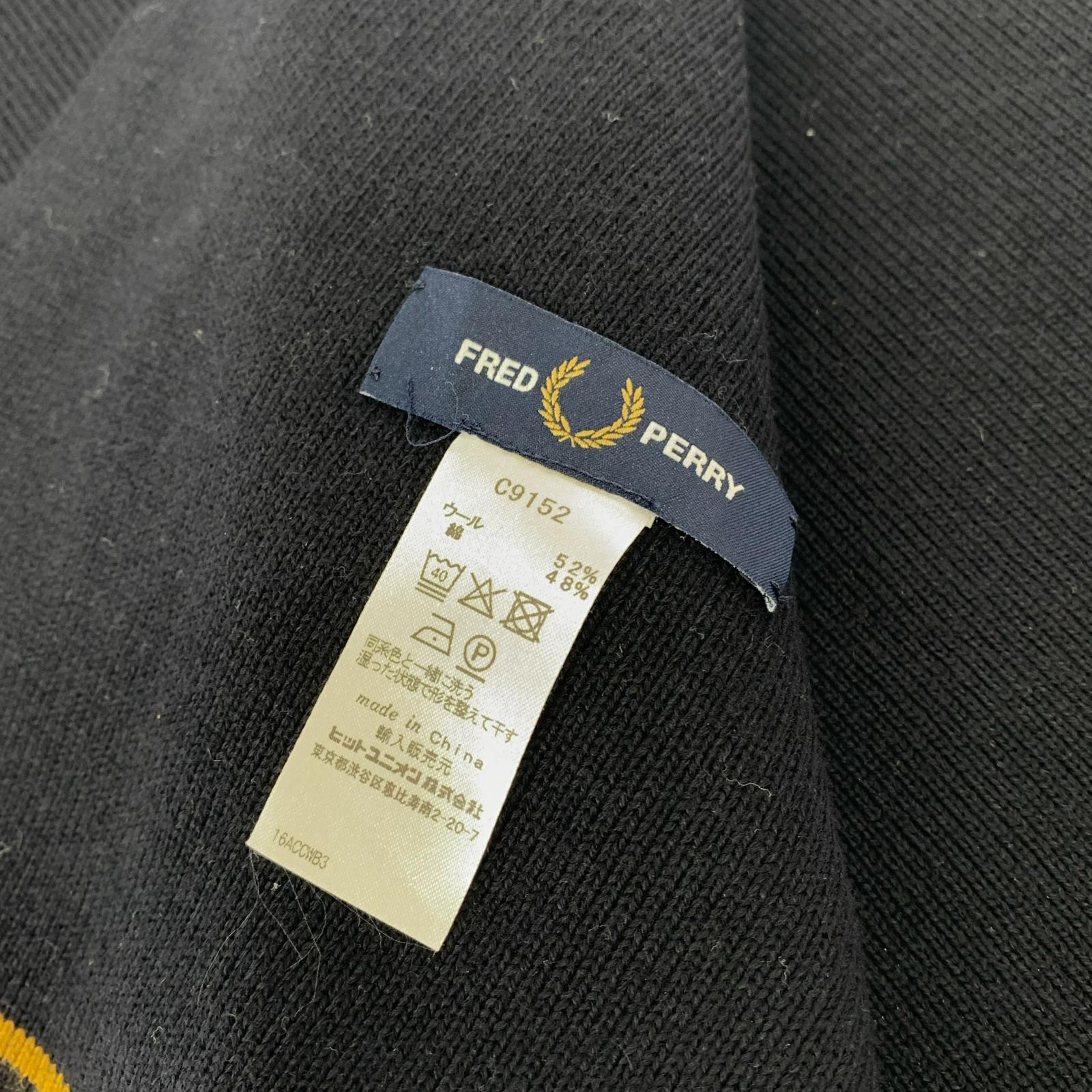 その他アクセサリー FRED PERRY ツイン ティップド メリノ ウール スカーフ ネイビー