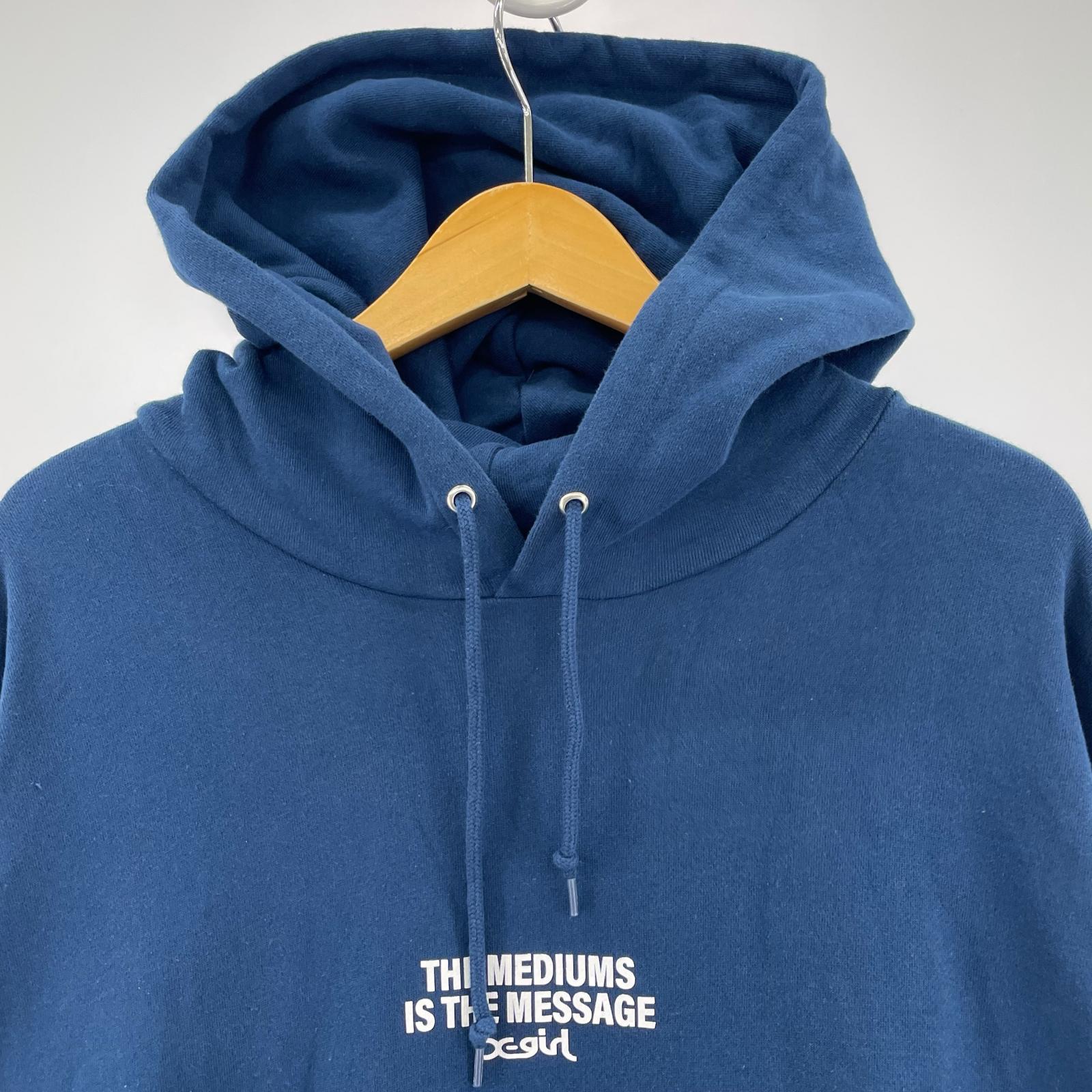 パーカー CIRCLE BACKGROUND FACE SWEAT HOODIE XL ネイビー