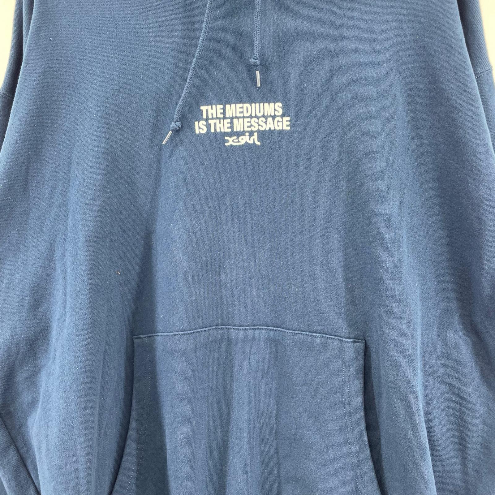パーカー CIRCLE BACKGROUND FACE SWEAT HOODIE XL ネイビー