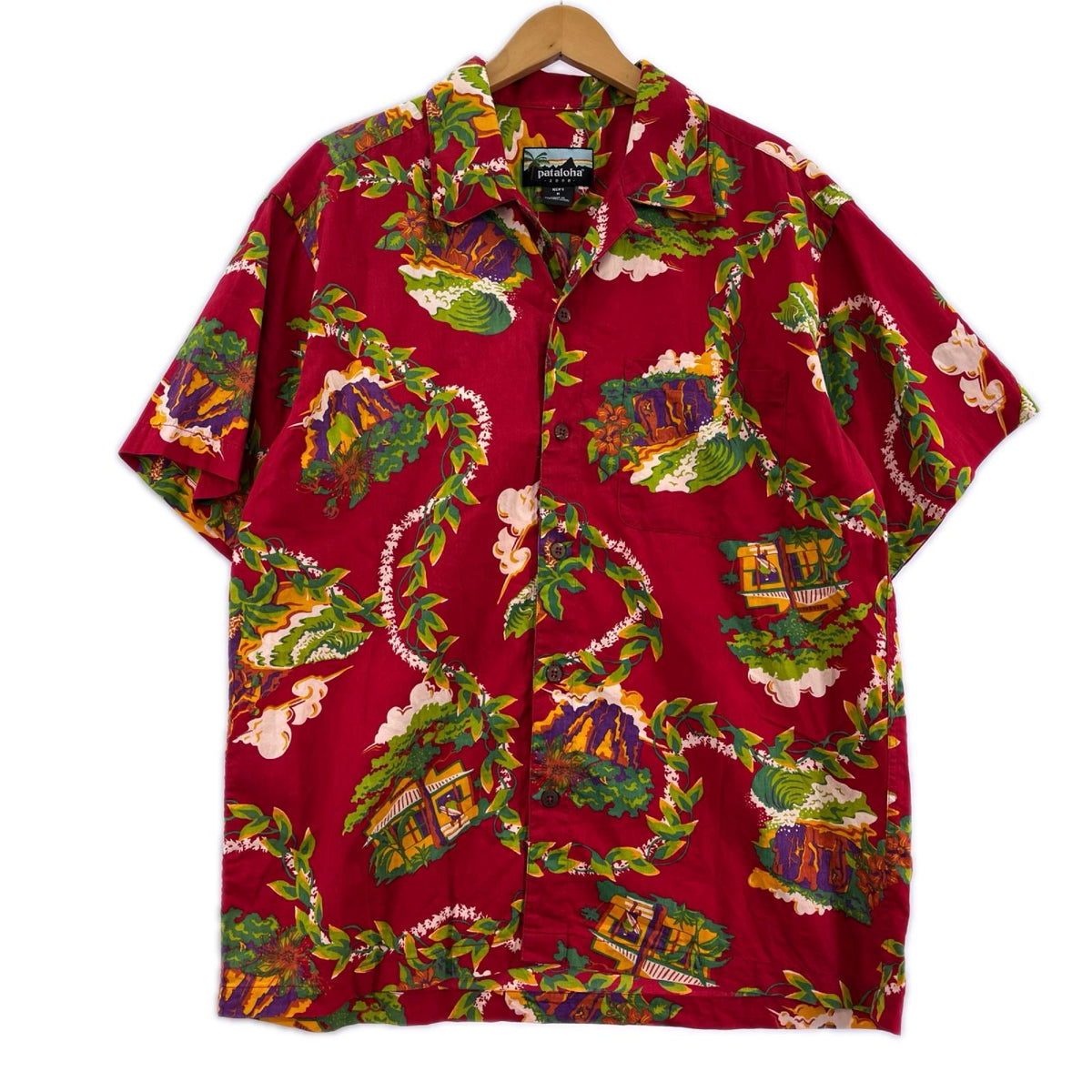 半袖シャツ Pataloha アロハシャツ 総柄 (M) M レッド