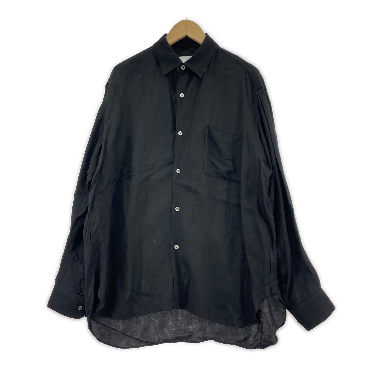 長袖シャツ RAYON/LINEN OVERSIZED DOWN PAT SHIRT S ブラック