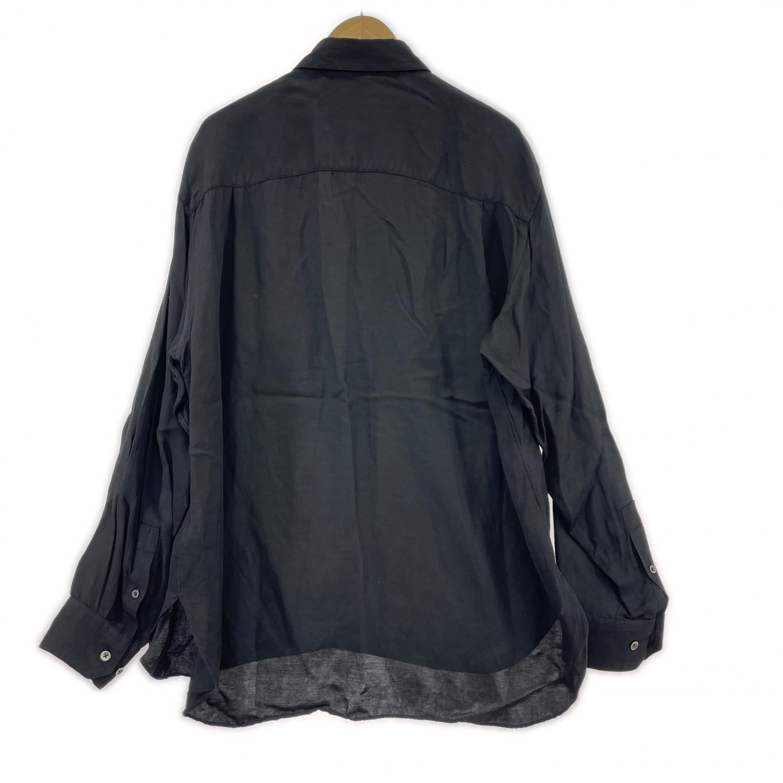 長袖シャツ RAYON/LINEN OVERSIZED DOWN PAT SHIRT S ブラック