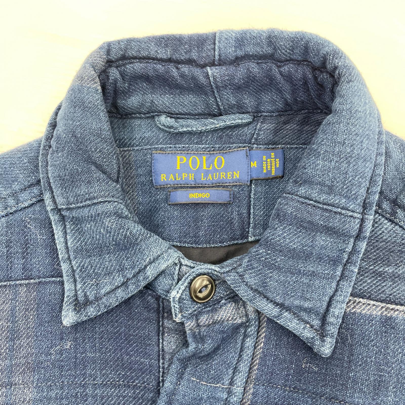 長袖シャツ 中綿パッチワークシャツジャケット BLU (M) M ブルー