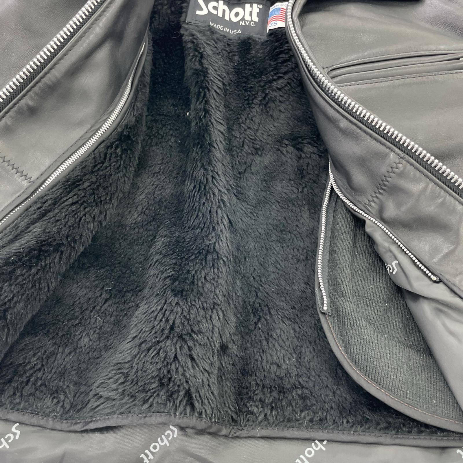 レザージャケット schott 101 レザーシングルライダース ライナー付き 36 ブラック 36 ブラック