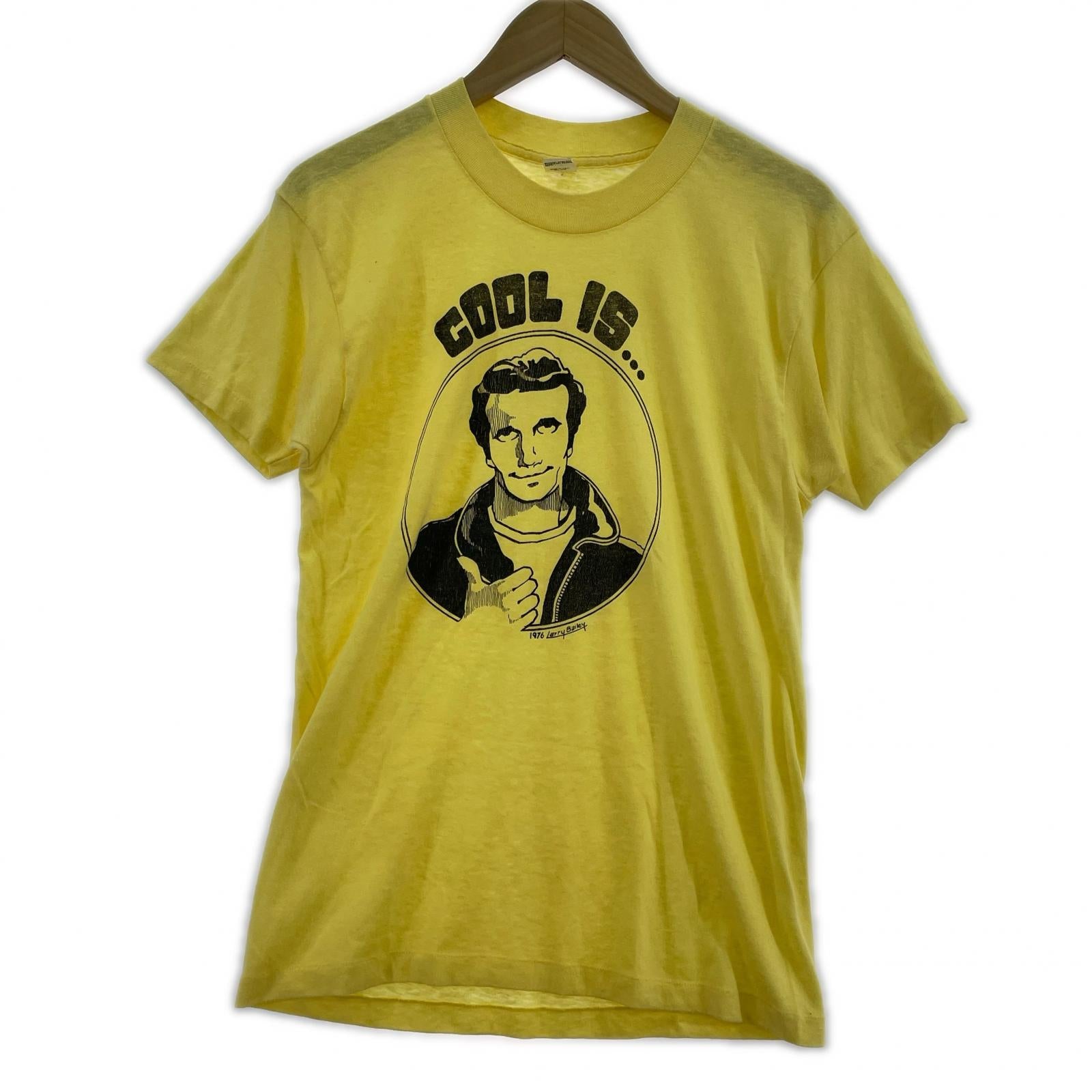 半袖Tシャツ 70s COOL IS プリントT L イエロー