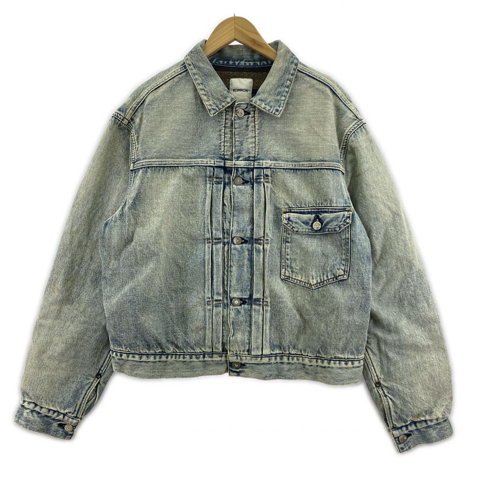デニムジャケット BOWWOW BLANKET LINED DENIM JK AGING エイジングデニムジャケット L L ブルー