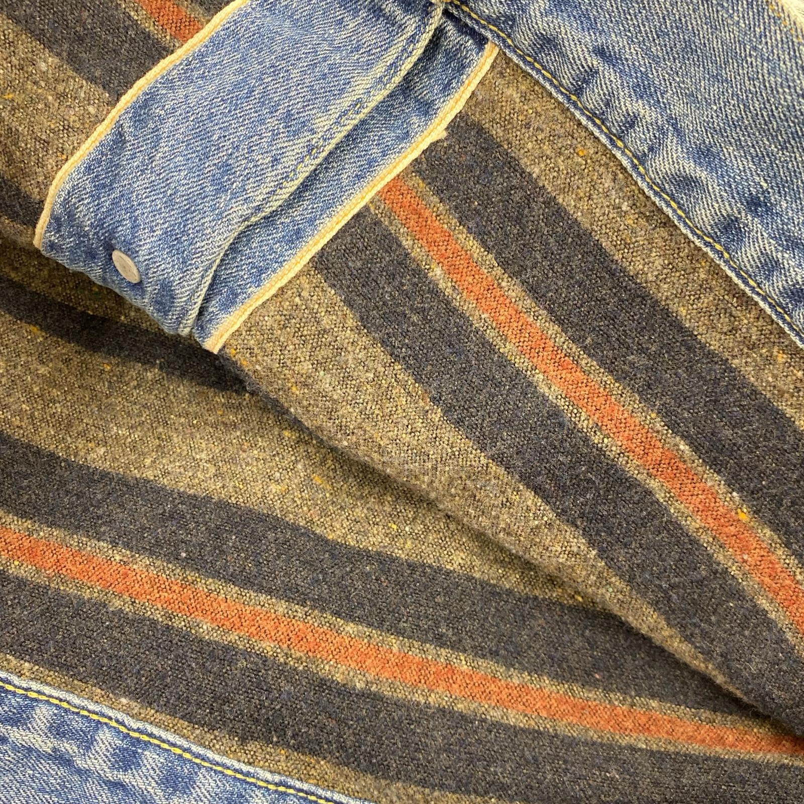 デニムジャケット BOWWOW BLANKET LINED DENIM JK AGING エイジングデニムジャケット L L ブルー