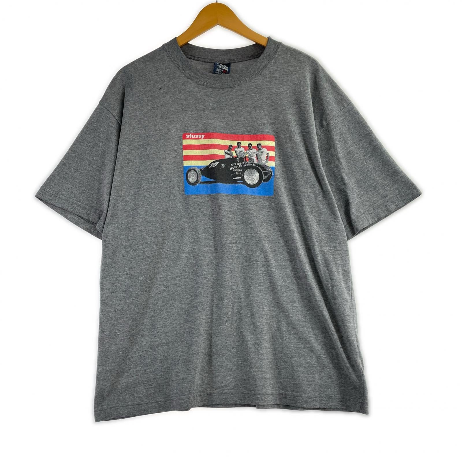 半袖Tシャツ STUSSY 90s 紺タグ オーストラリア製 カープリントプリント M グレー M グレー