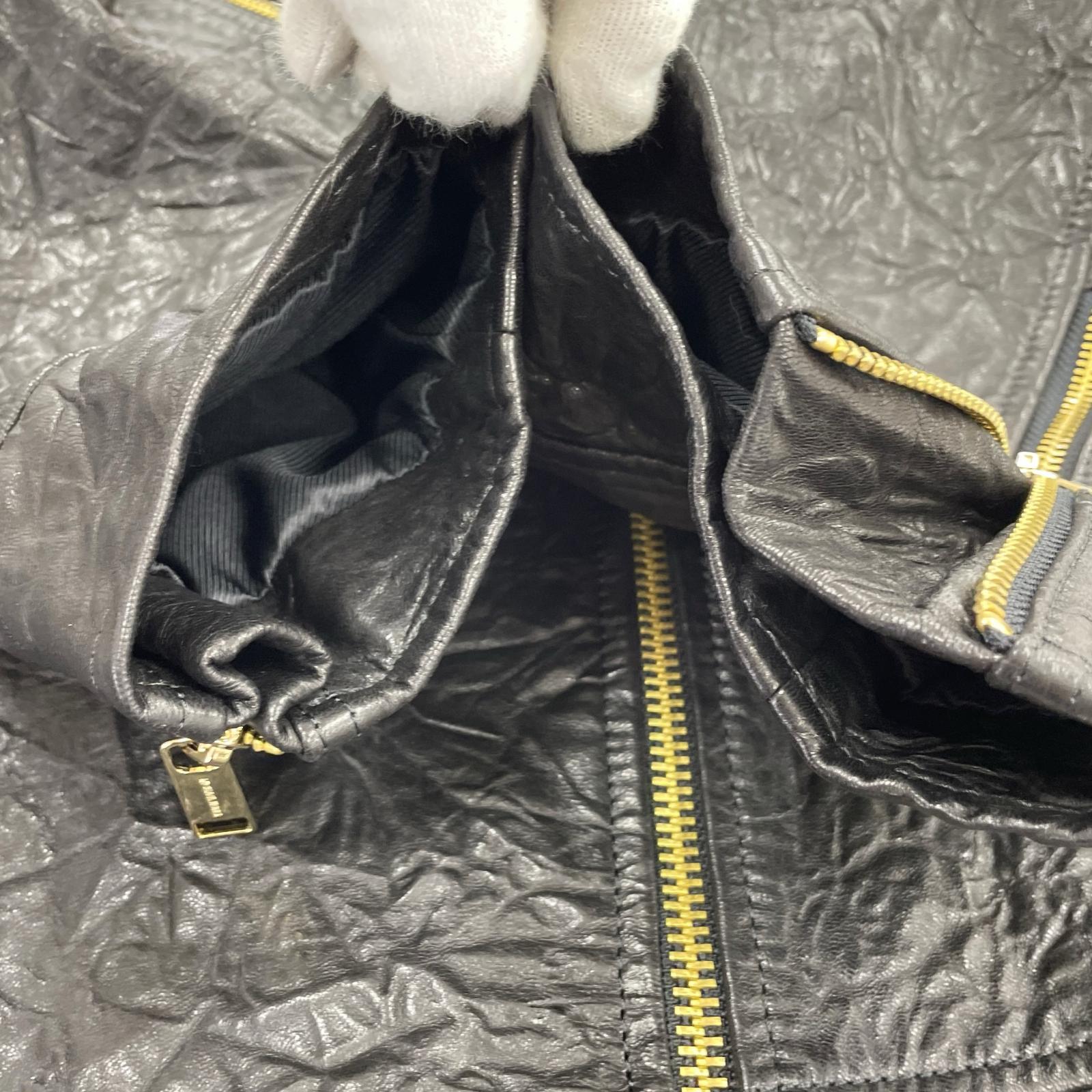 ライダースジャケット Oversized Crinkled Leather Moto Jacket M M ブラック