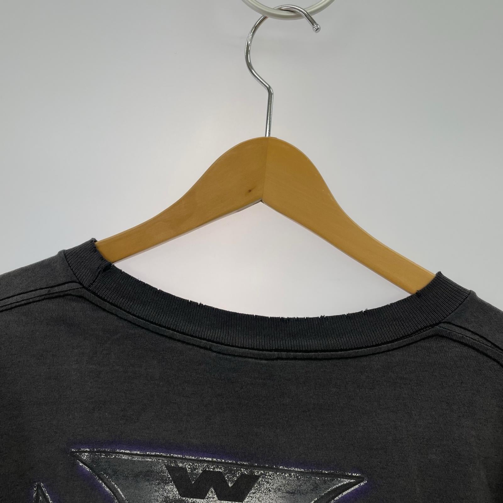長袖Tシャツ 90s アイアンクロスプリント L/STee 実寸2XL ブラック