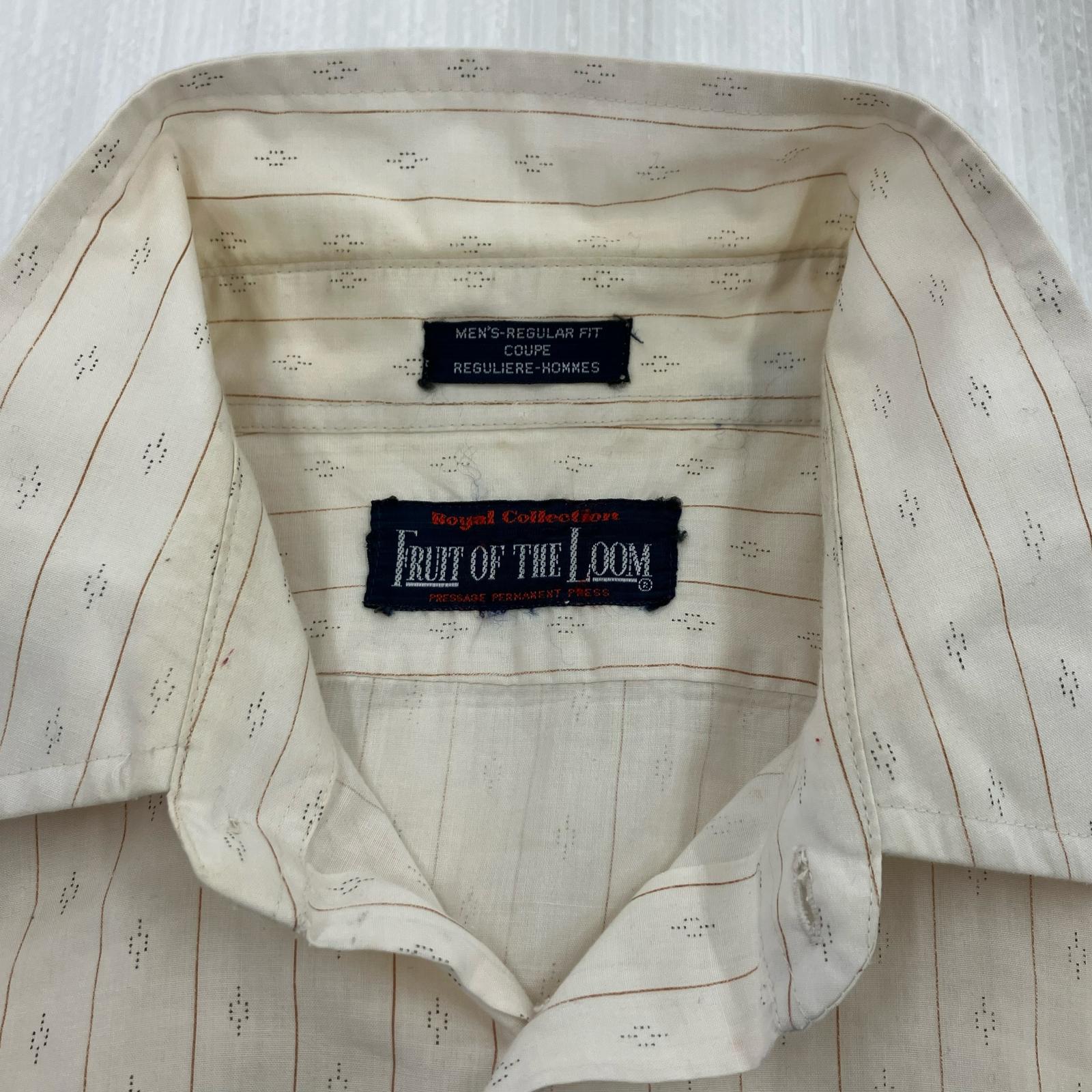 長袖シャツ 70s fruit of the loom ストライプ ベージュ