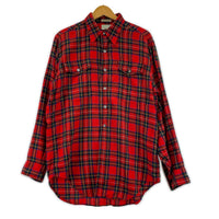 長袖シャツ 60-70s チェックシャツ M 赤 M