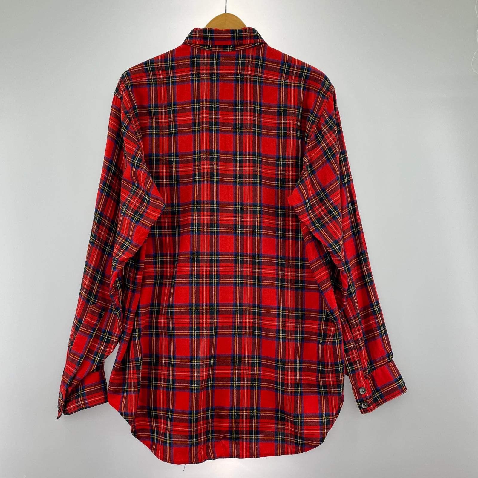 長袖シャツ 60-70s チェックシャツ M 赤 M