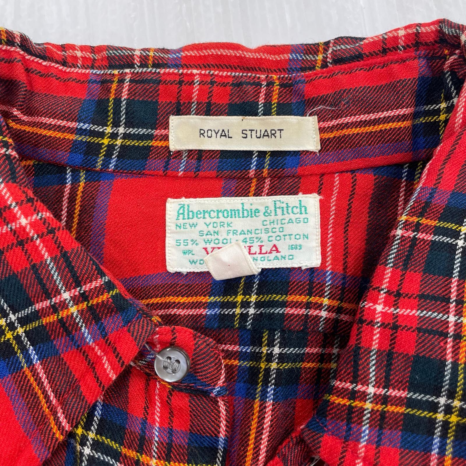 長袖シャツ 60-70s チェックシャツ M 赤 M