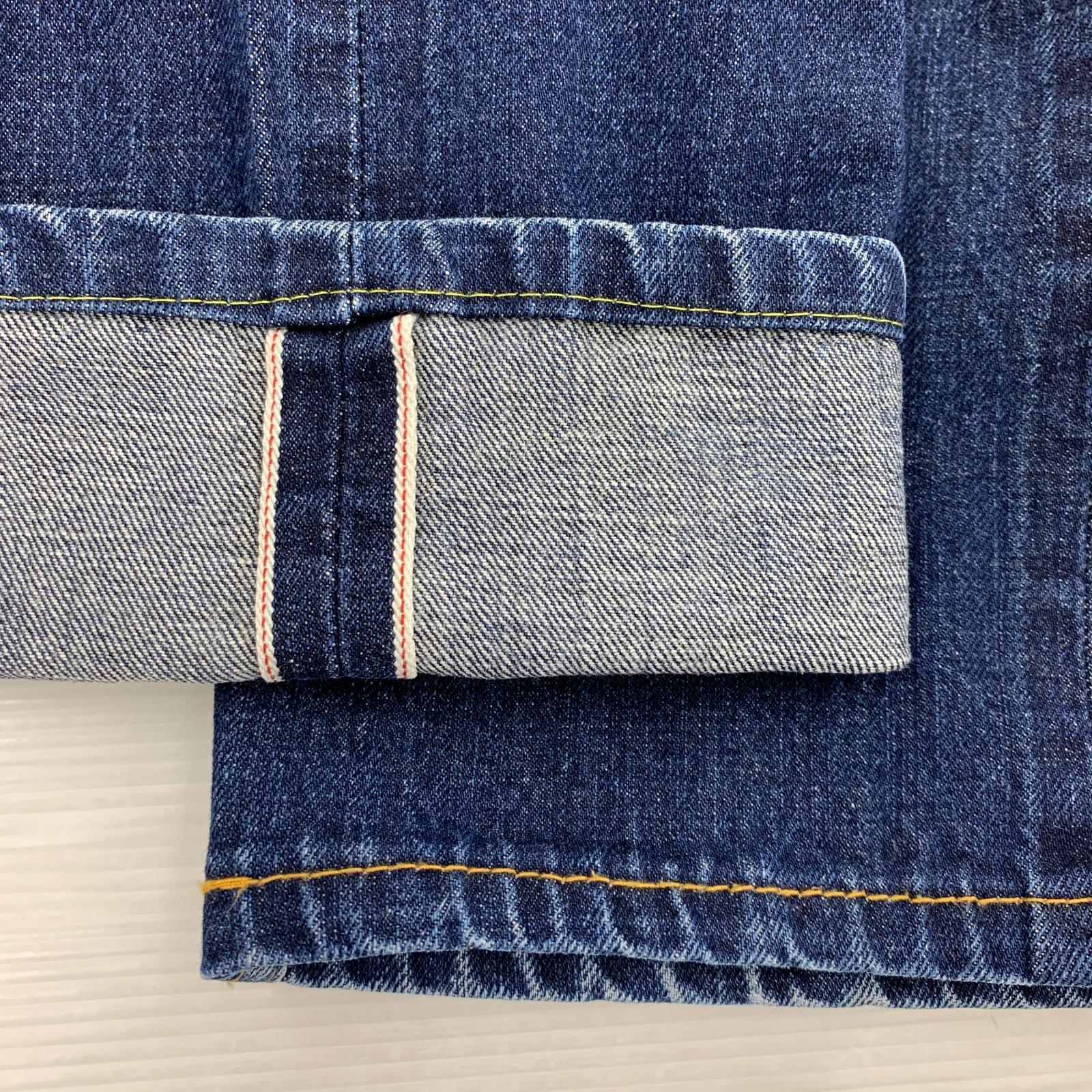 デニムパンツ イナズマステッチ ストレートデニム S ネイビー