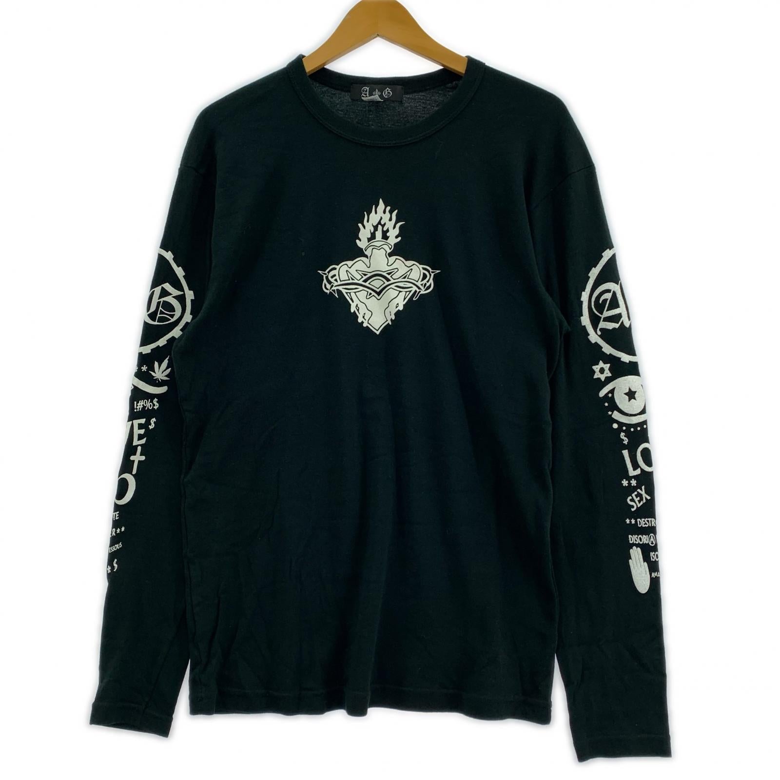 長袖Tシャツ A&G バッククロスL/SプリントTee L 黒 L ブラック