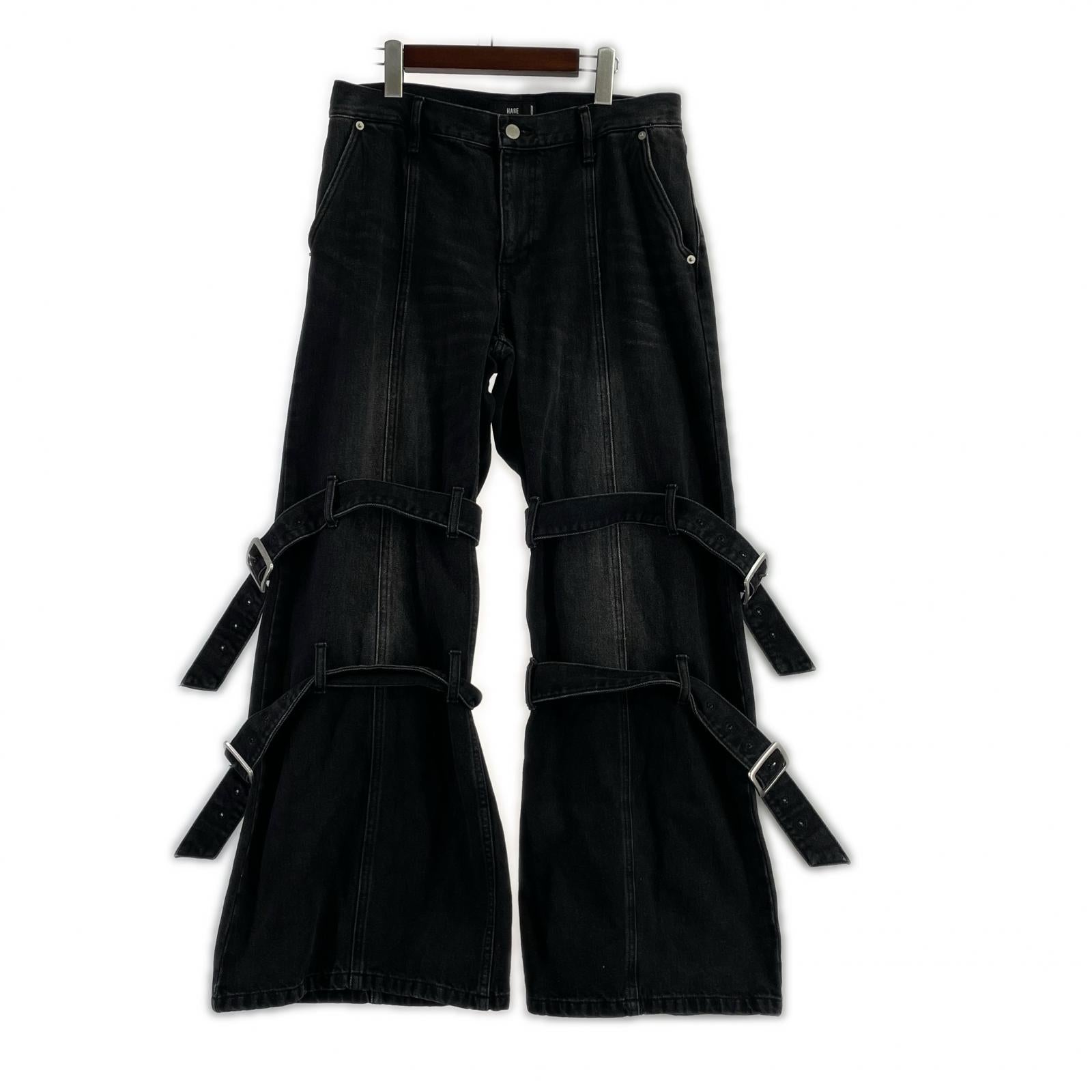 デニムパンツ ボンテージパンツ 黒(M) M ブラック