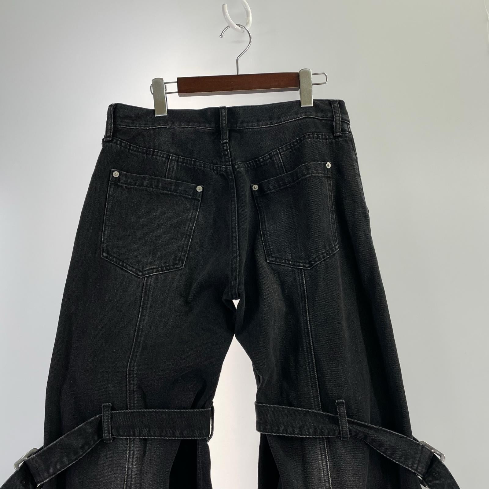 デニムパンツ ボンテージパンツ 黒(M) M ブラック