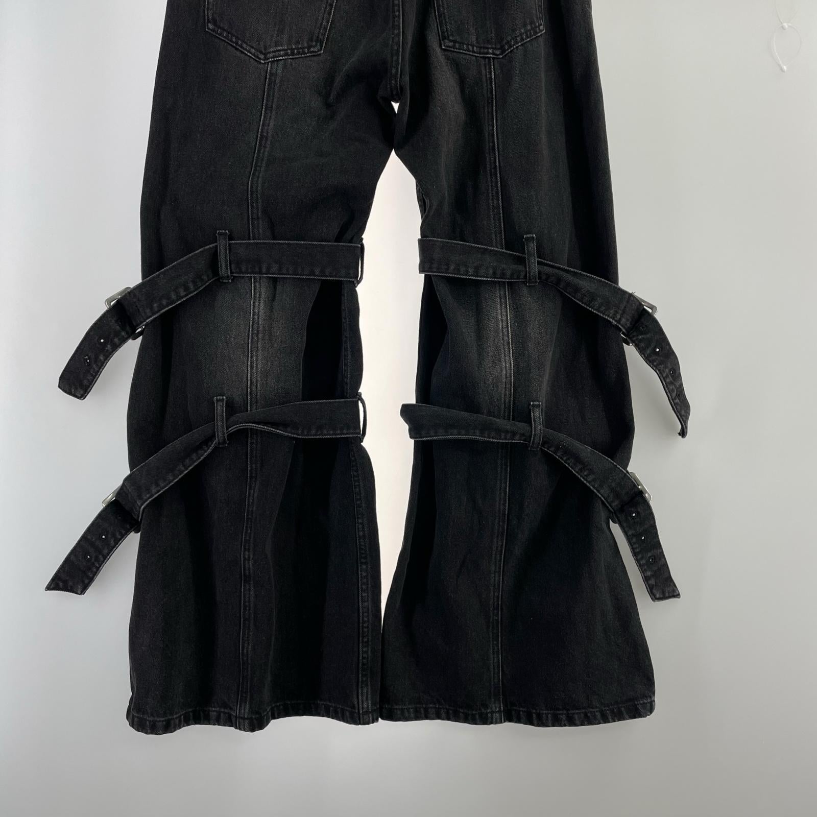 デニムパンツ ボンテージパンツ 黒(M) M ブラック